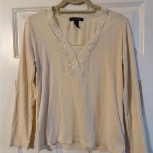 Ralph Lauren Cream Long Sleeve Lace Top